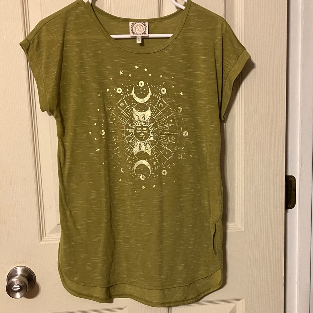 Olive Green Graphic Women's Top